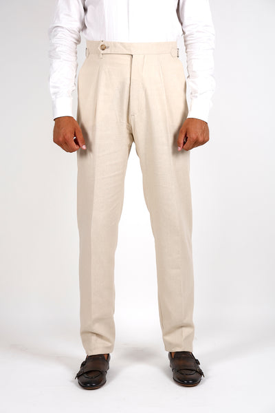 Pantalone Abito SETTANTA Rifinito Pinces - Lino Sabbia