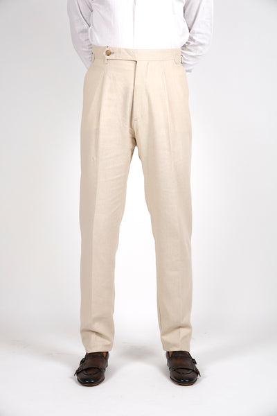 Pantalone Abito SETTANTA Rifinito Pinces - Lino Sabbia