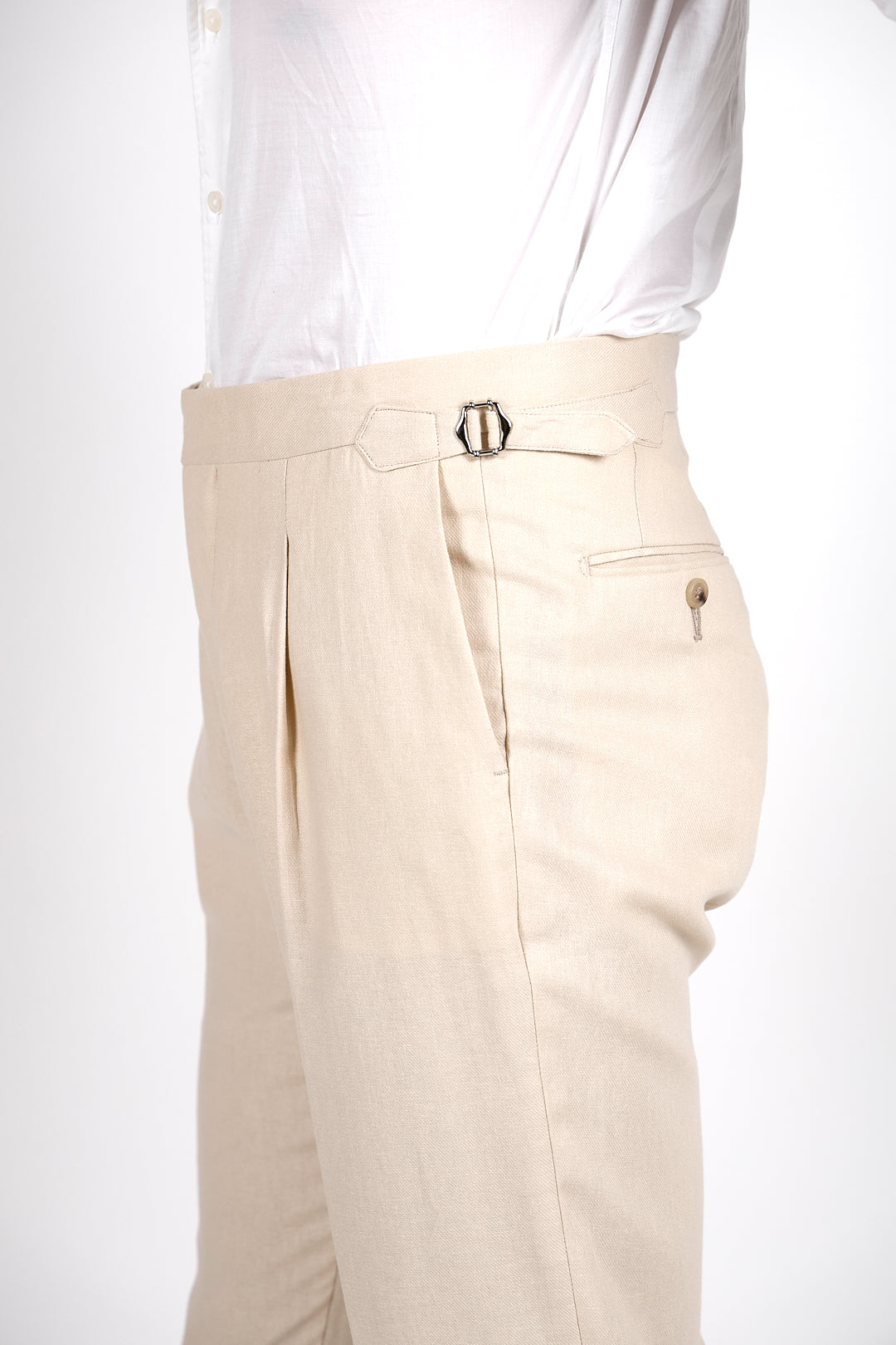 Pantalone Abito SETTANTA Rifinito Pinces - Lino Sabbia