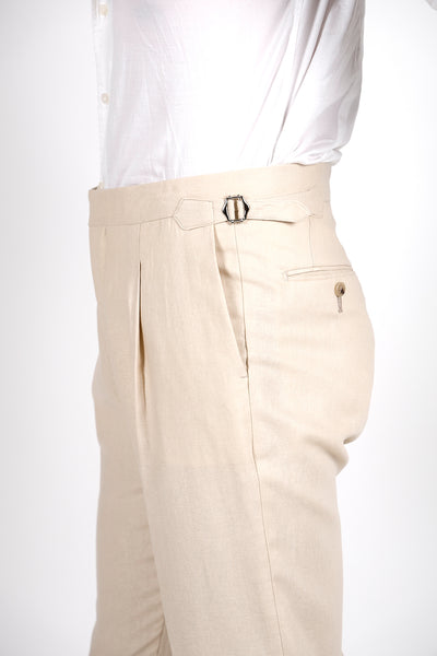 Pantalone Abito SETTANTA Rifinito Pinces - Lino Sabbia