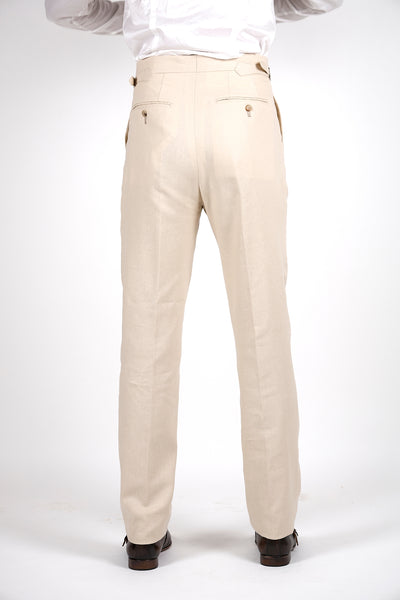 Pantalone Abito SETTANTA Rifinito Pinces - Lino Sabbia