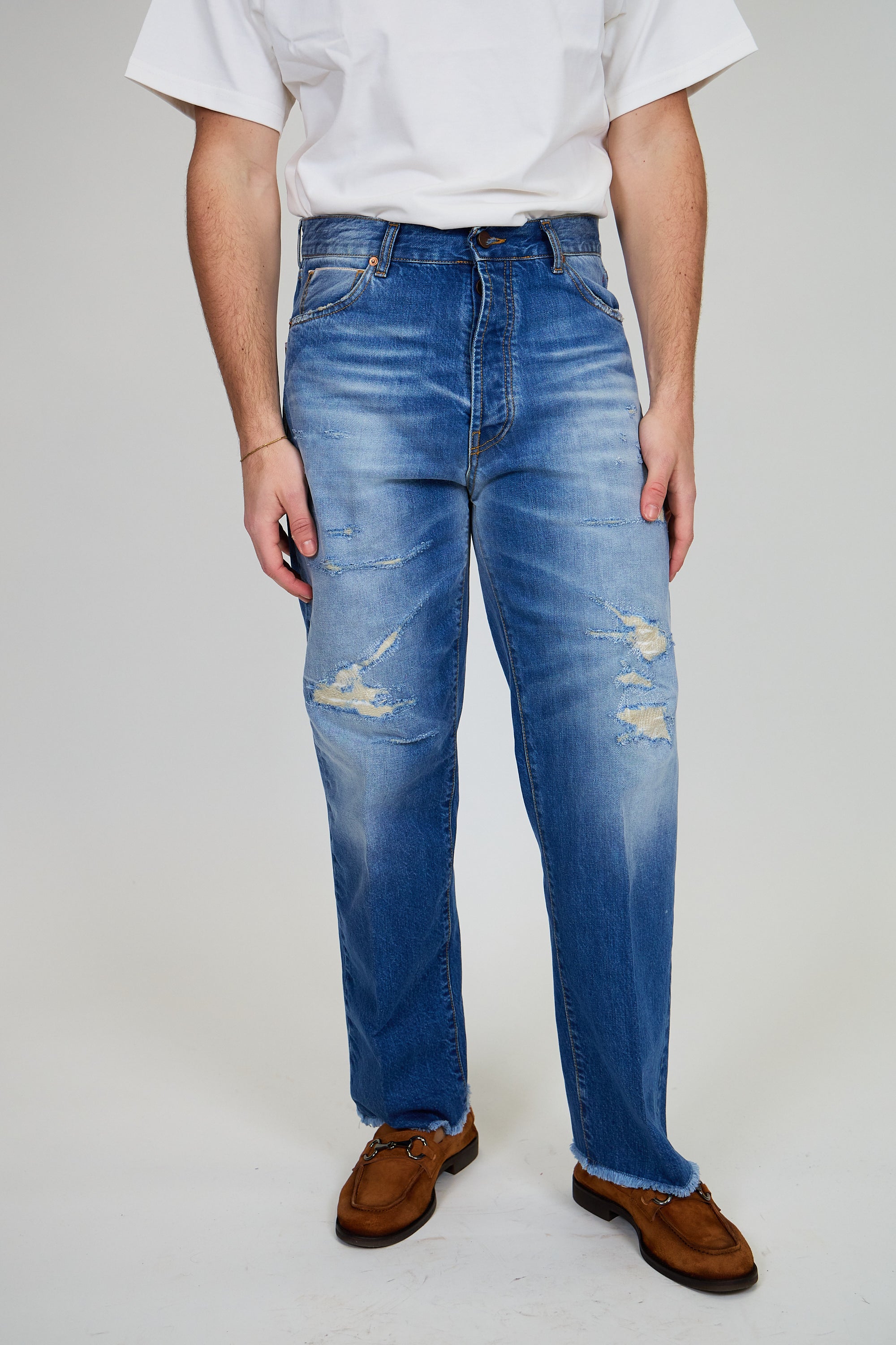 Jeans ROGO Cimosato - Straight Fit Lavaggio Stone Wash Ripped