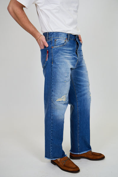 Jeans ROGO Cimosato - Straight Fit Lavaggio Stone Wash Ripped