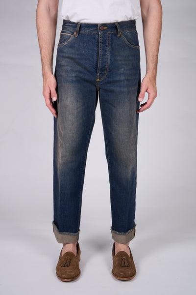 Jeans ROGO Cimosato - Straight Fit Lavaggio Sabbiato Indaco