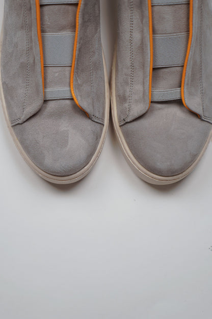 Sneakers 3 ELASTICI Camoscio Grigio Fondo Ambra