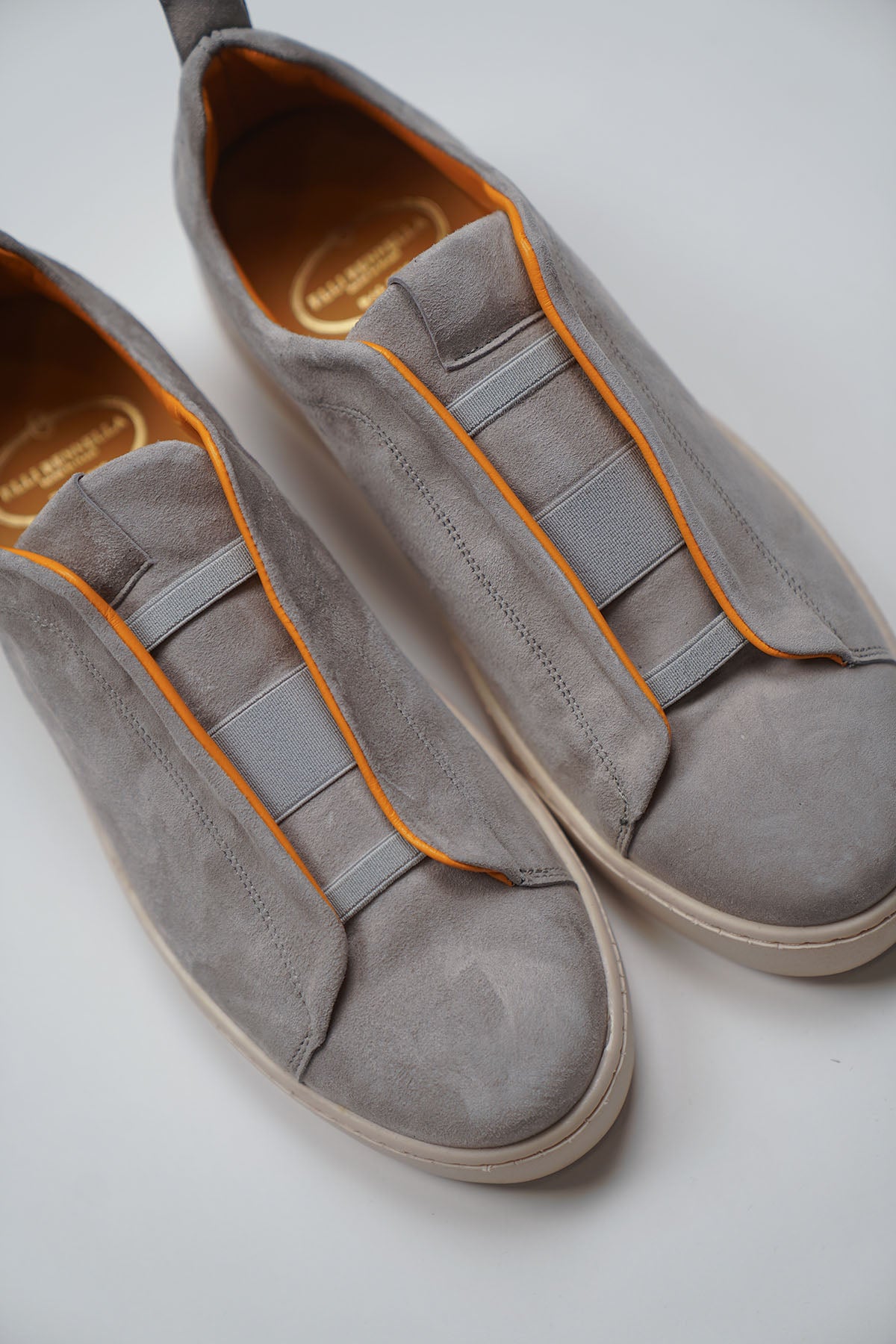 Sneakers 3 ELASTICI Camoscio Grigio Fondo Ambra