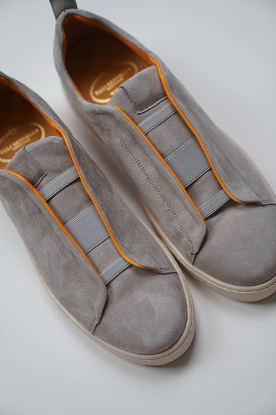Sneakers 3 ELASTICI Camoscio Grigio Fondo Ambra