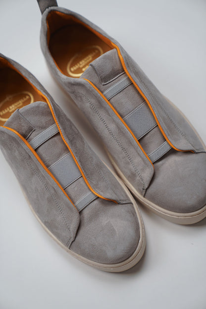 Sneakers 3 ELASTICI Camoscio Grigio Fondo Ambra