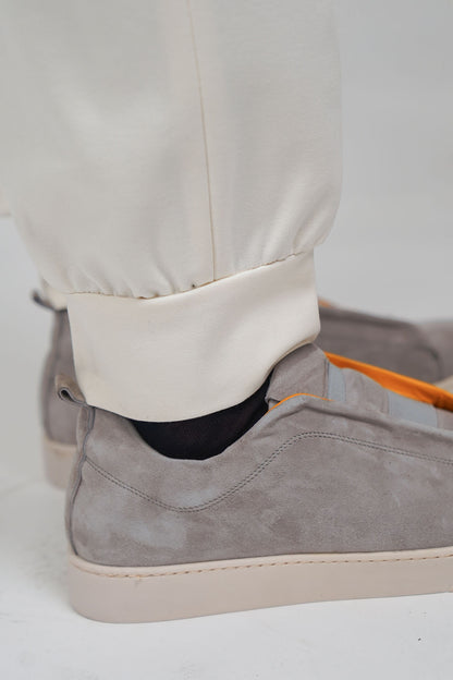 Sneakers 3 ELASTICI Camoscio Grigio Fondo Ambra