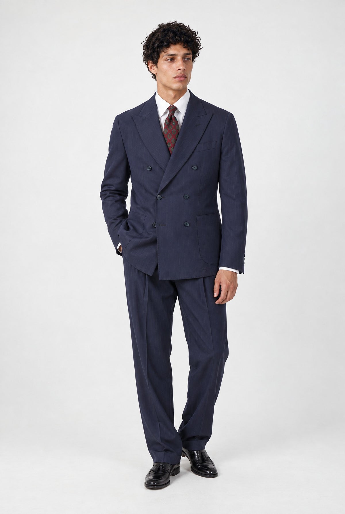Abito NAOYA Due Petti - Blue Gessato - SETTANTA