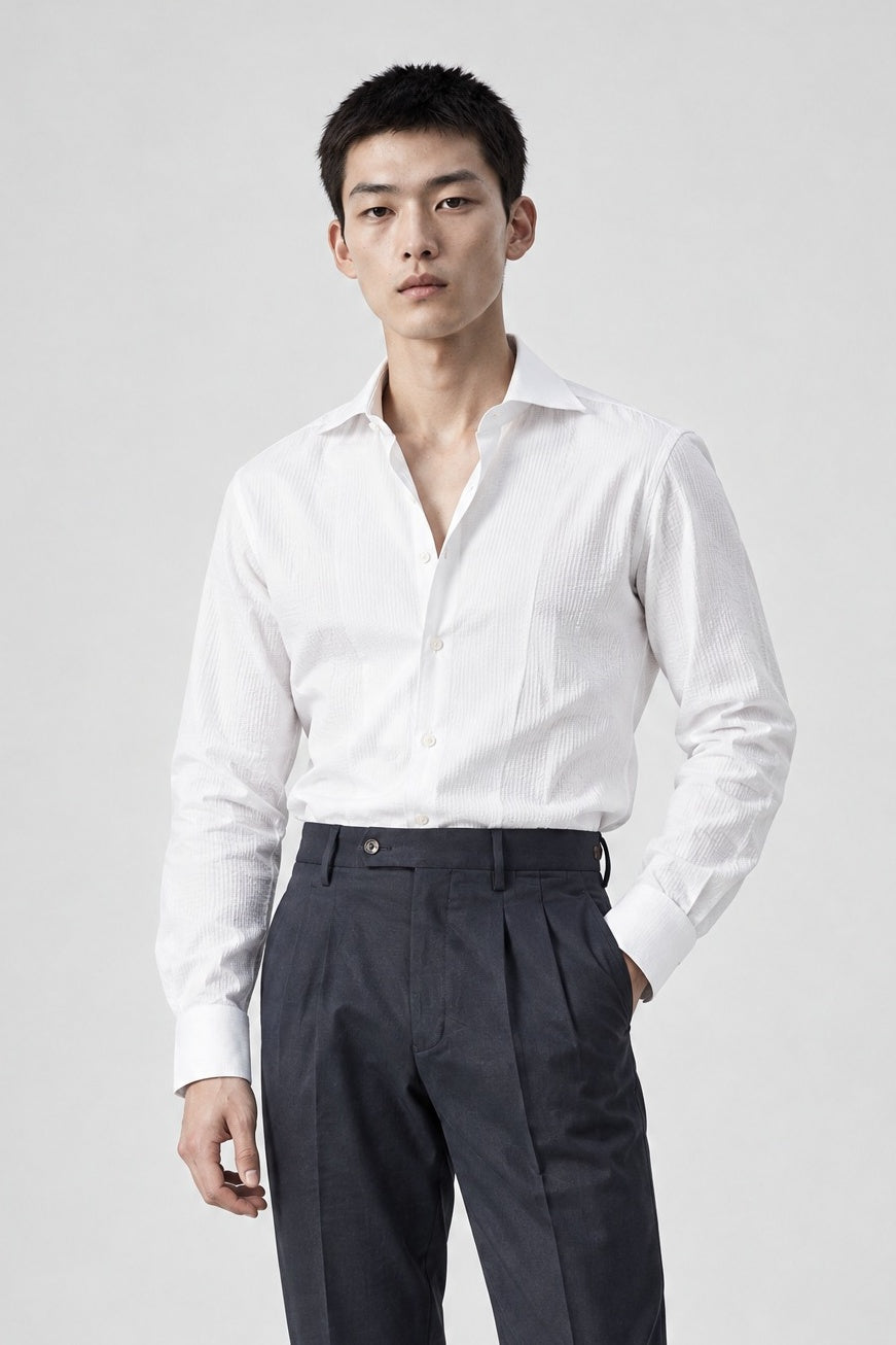Camicia AKIRA Seersucker - Bianco - SETTANTA