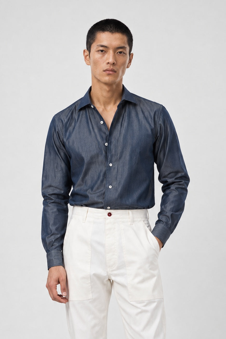Camicia MIO Cotone Denim Collo Capri - Denim - SETTANTA