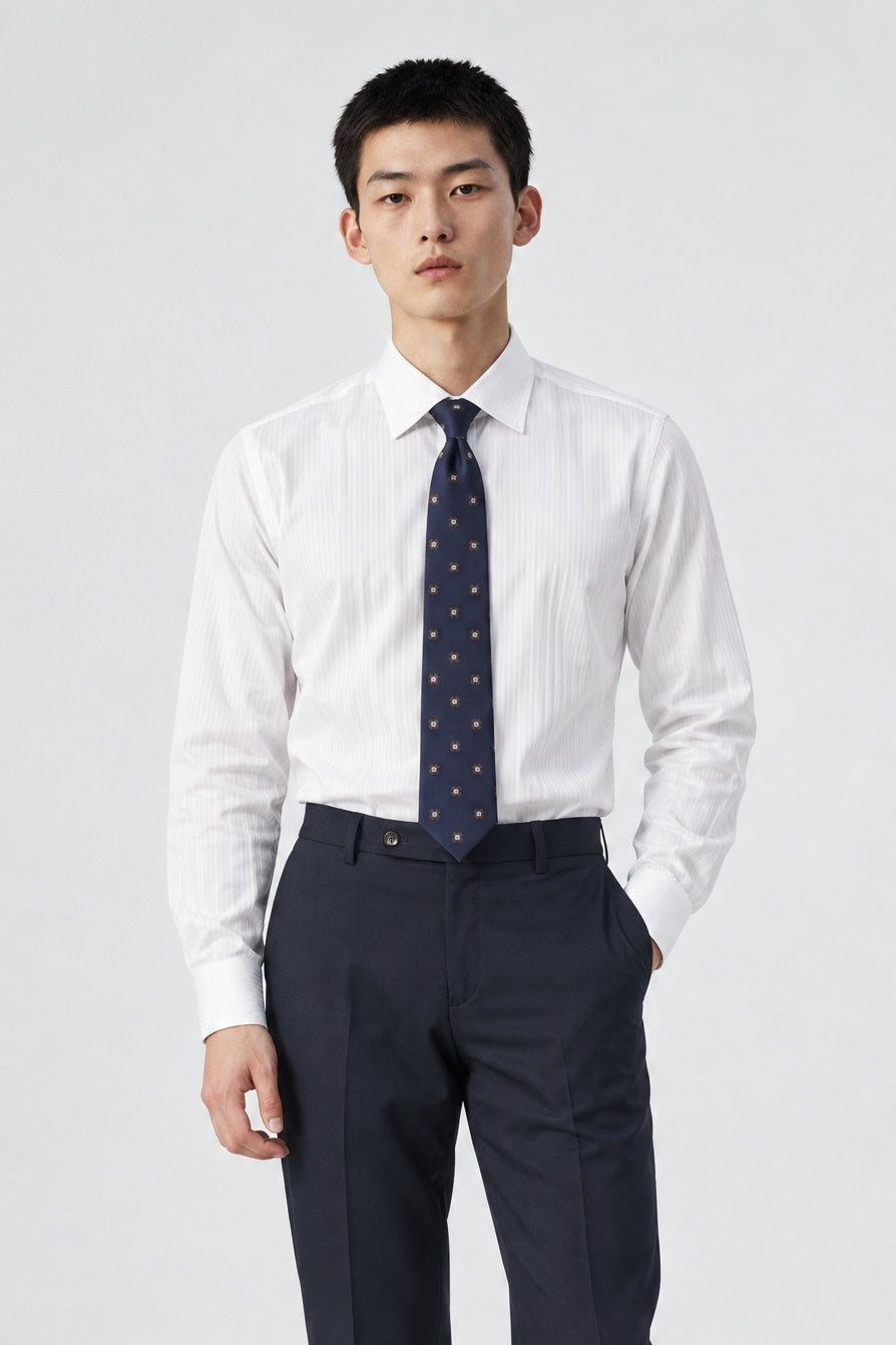 Camicia MIO Cotone Collo Italiano - Rigo Bianco Satin