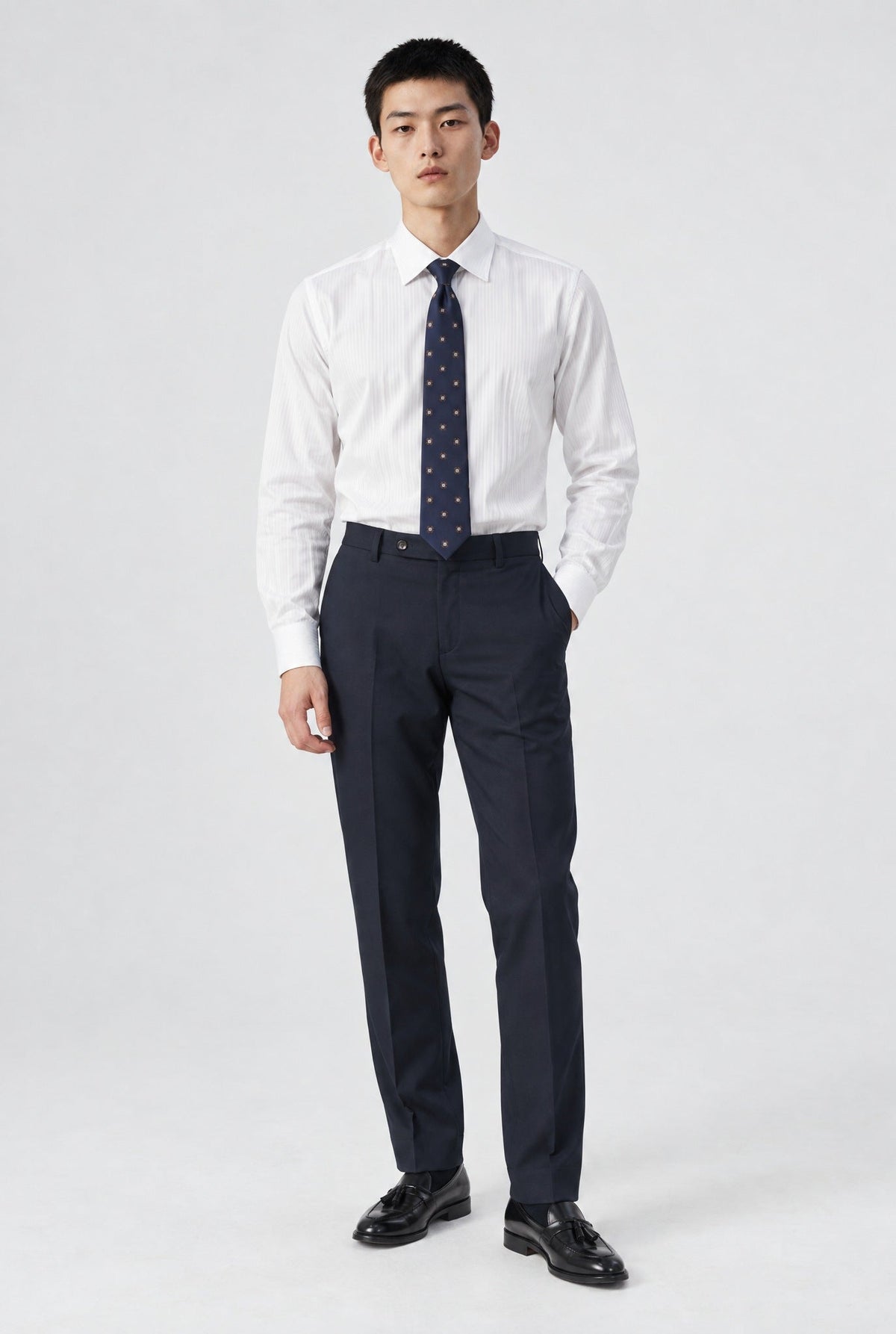 Camicia MIO Cotone Collo Italiano - Rigo Bianco Satin