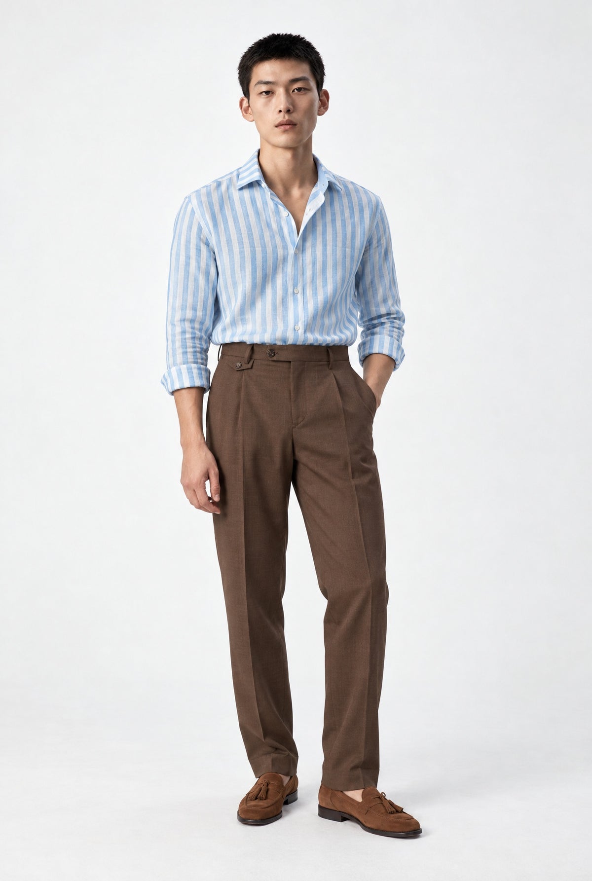 Camicia MIO Lino Collo Capri - Riga Cielo - SETTANTA