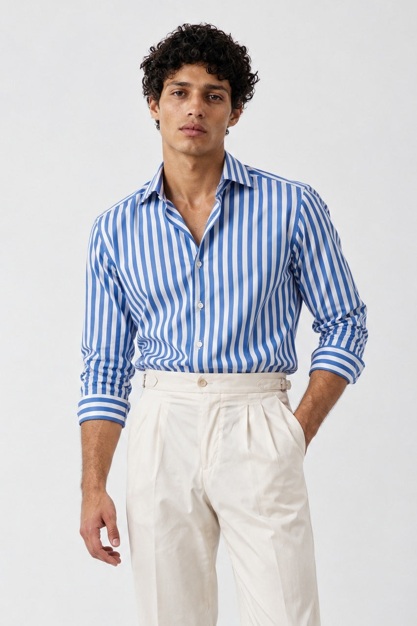 Camicia MIO Cotone Capri - Riga Blue - SETTANTA
