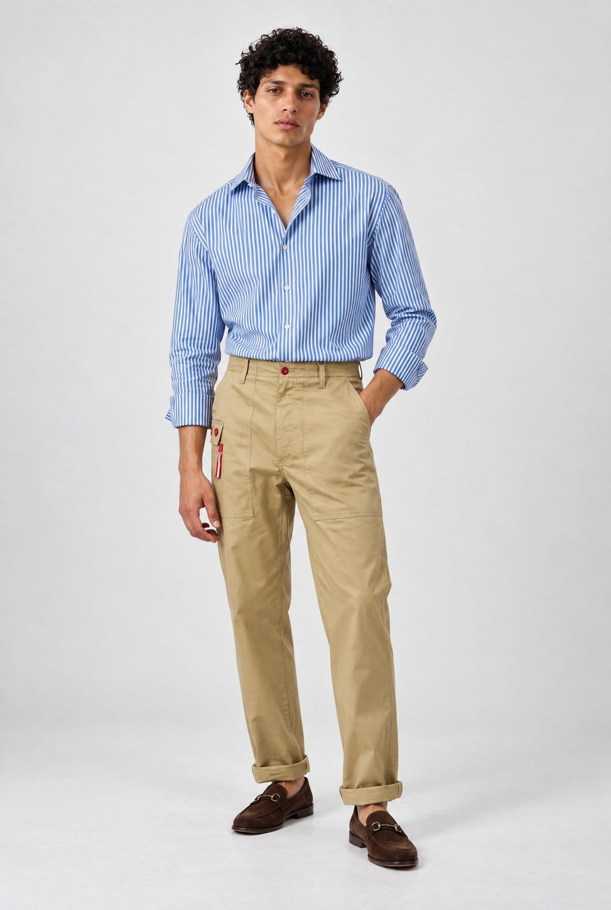 Camicia MIO Cotone Collo Capri - Riga Cielo - SETTANTA