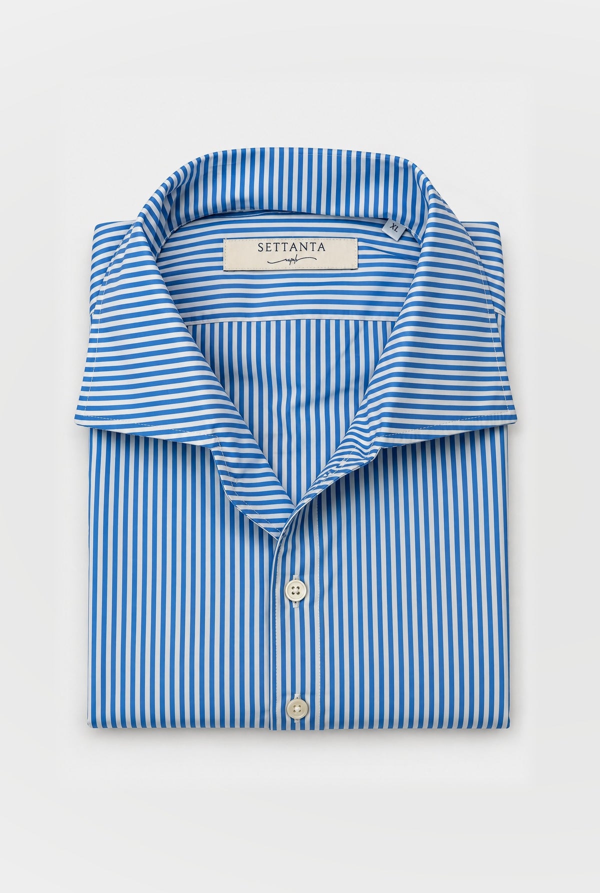 Camicia MIO Cotone Collo Capri - Riga Cielo - SETTANTA