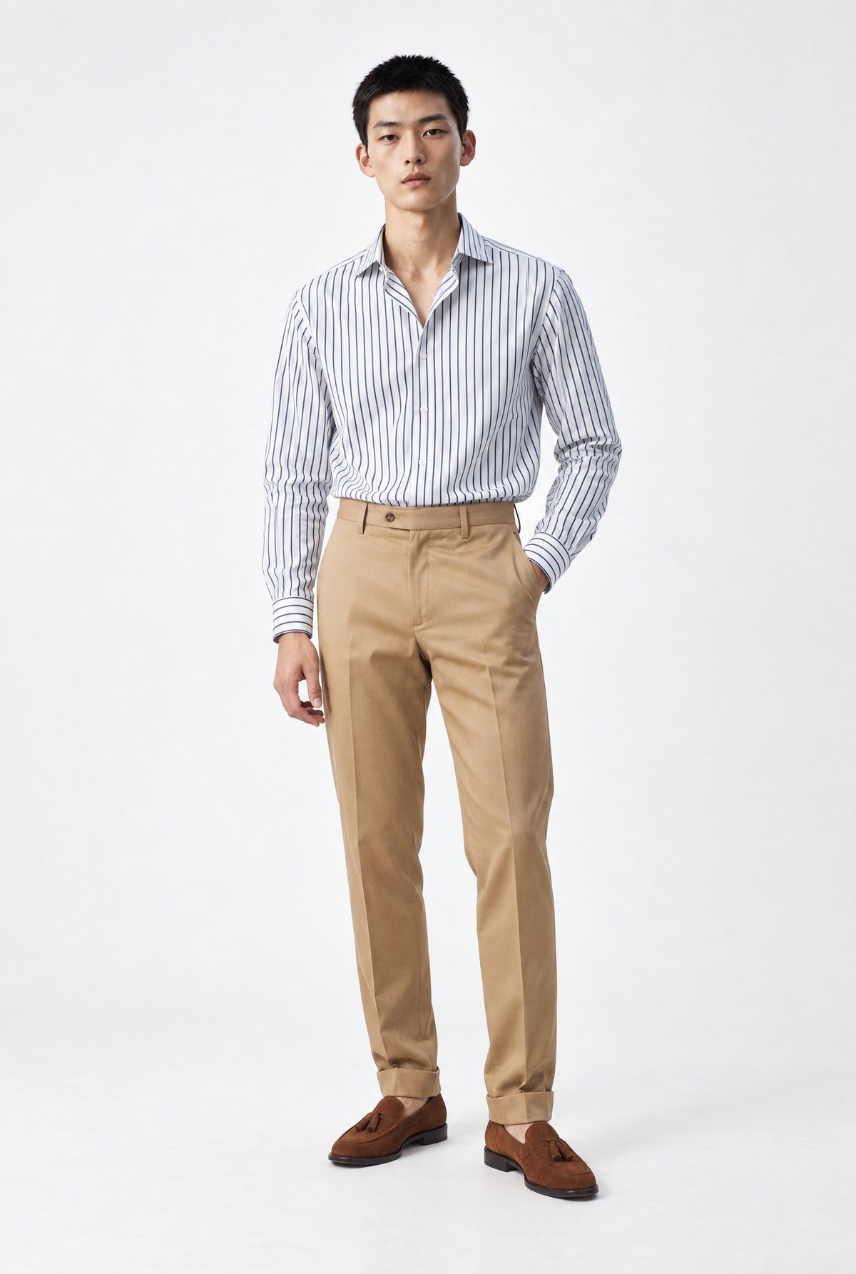 Camicia MIO Cotone Capri - Righino Blue - SETTANTA
