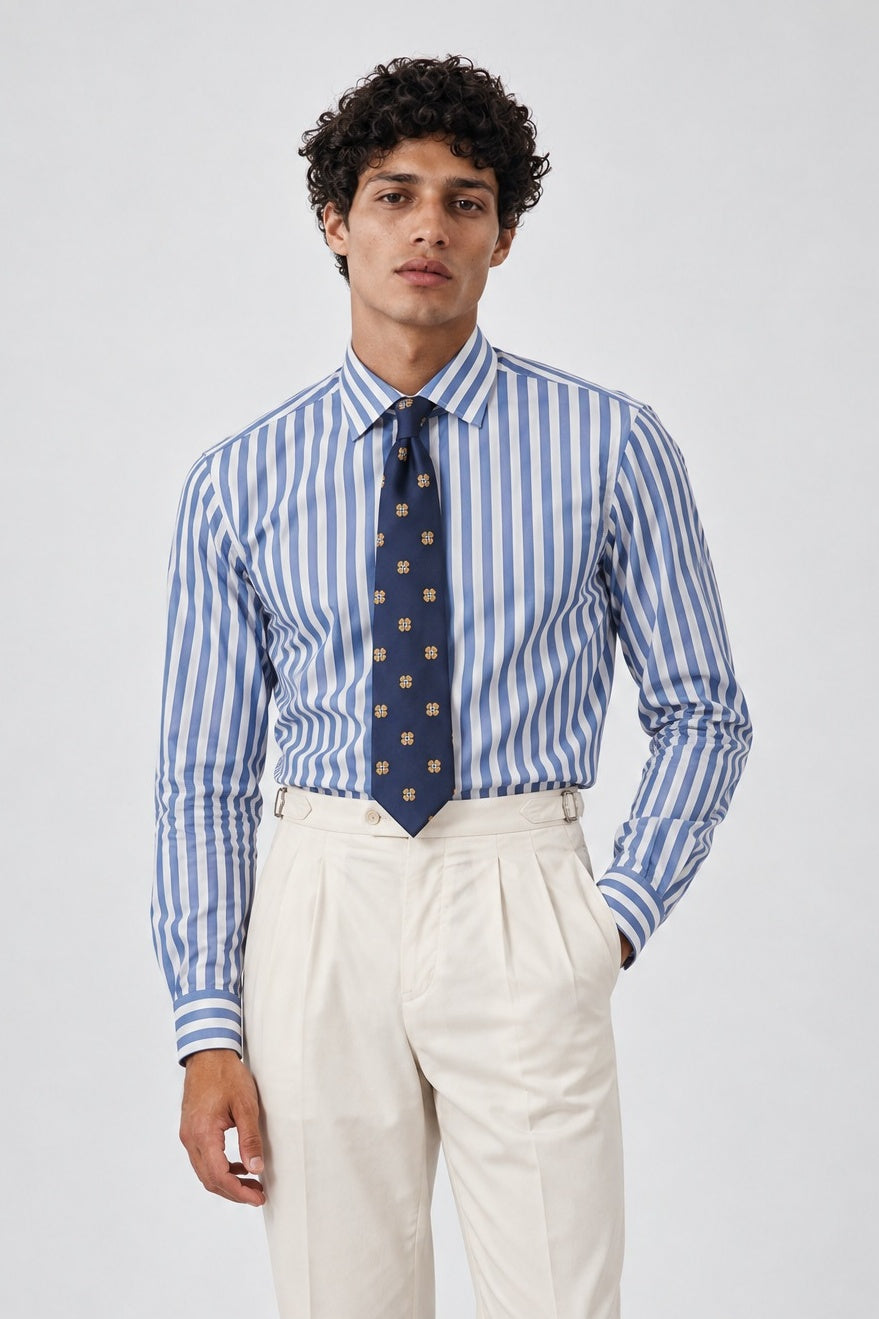 Camicia MIO Cotone - Riga Blue - SETTANTA
