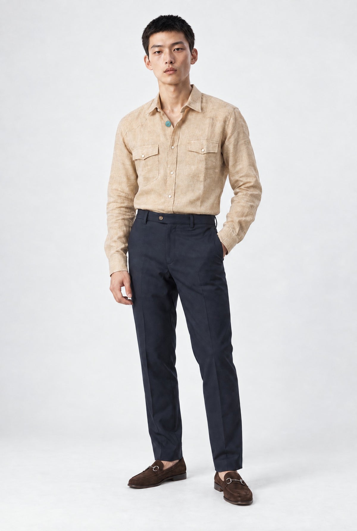 Camicia RIKU Texana - Lino Beige - SETTANTA