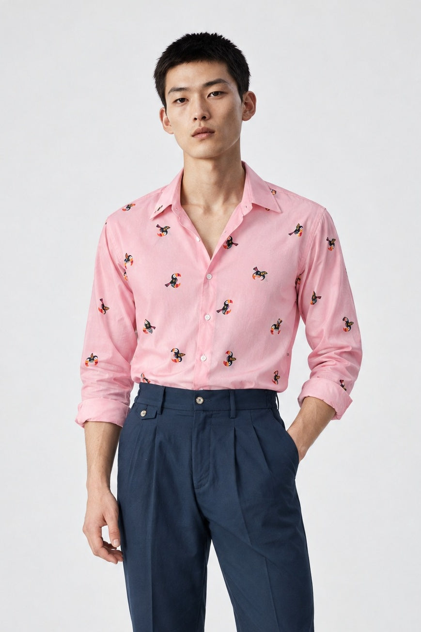 Camicia RIKU Stampa - Rosa - SETTANTA