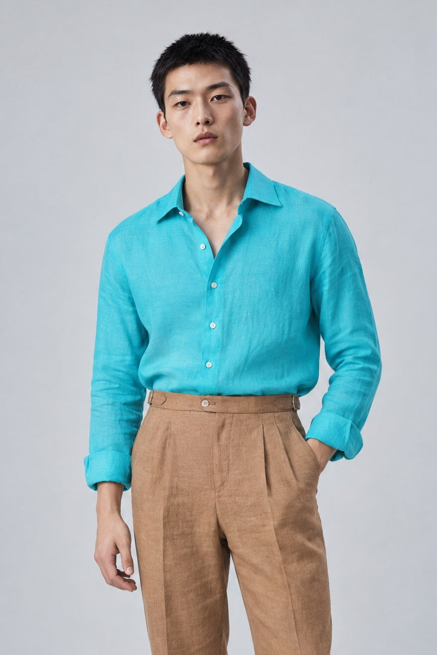 Camicia YUKI Lino - Acquamarina - SETTANTA
