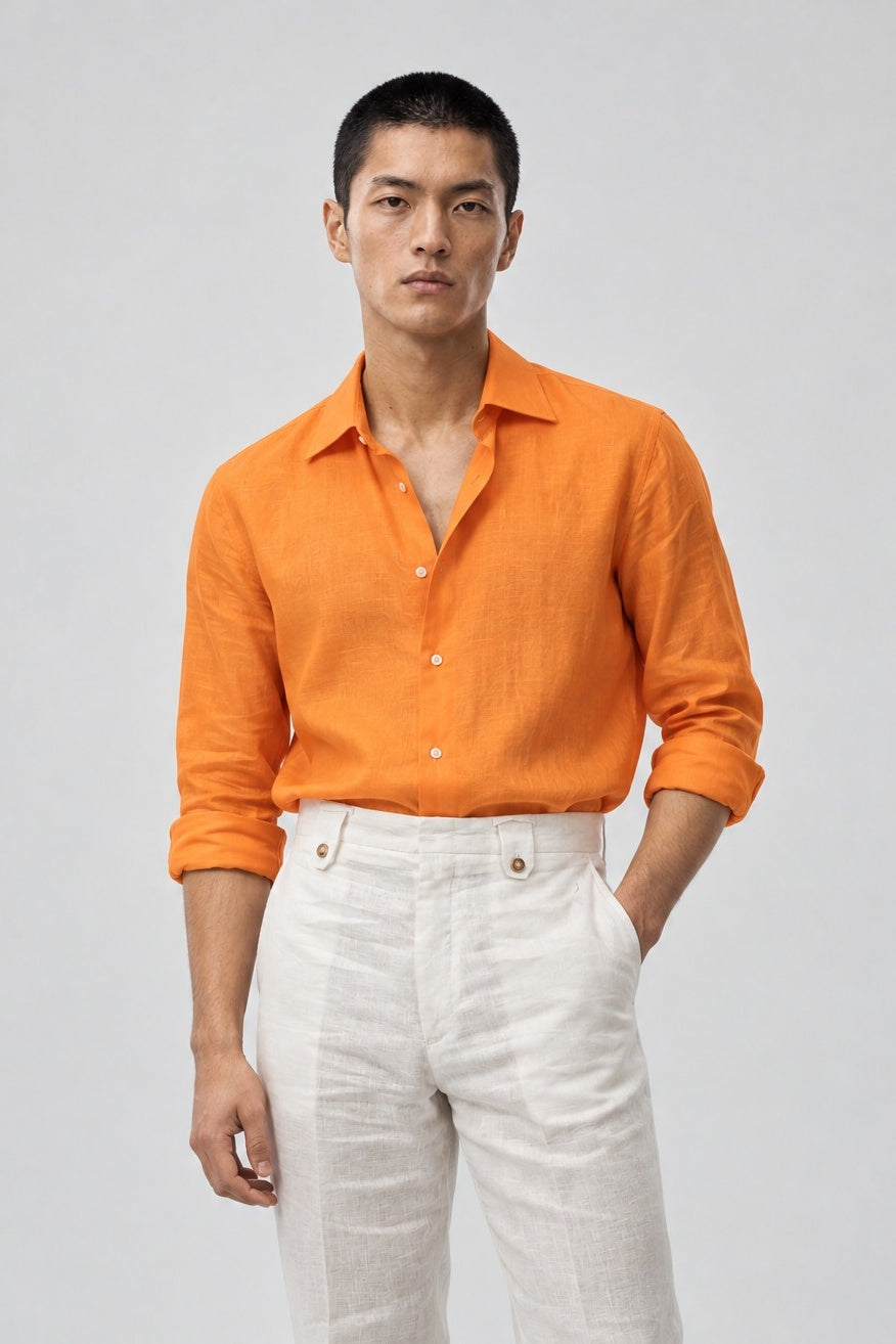 Camicia YUKI Lino - Arancione - SETTANTA