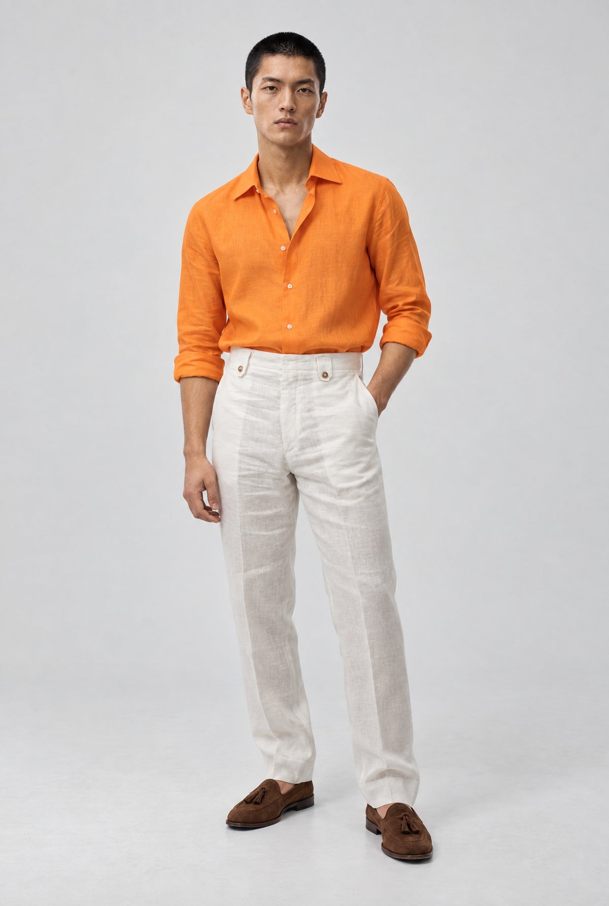 Camicia YUKI Lino - Arancione - SETTANTA