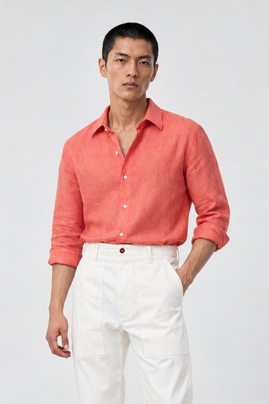 Camicia YUKI Lino - Corallo - SETTANTA