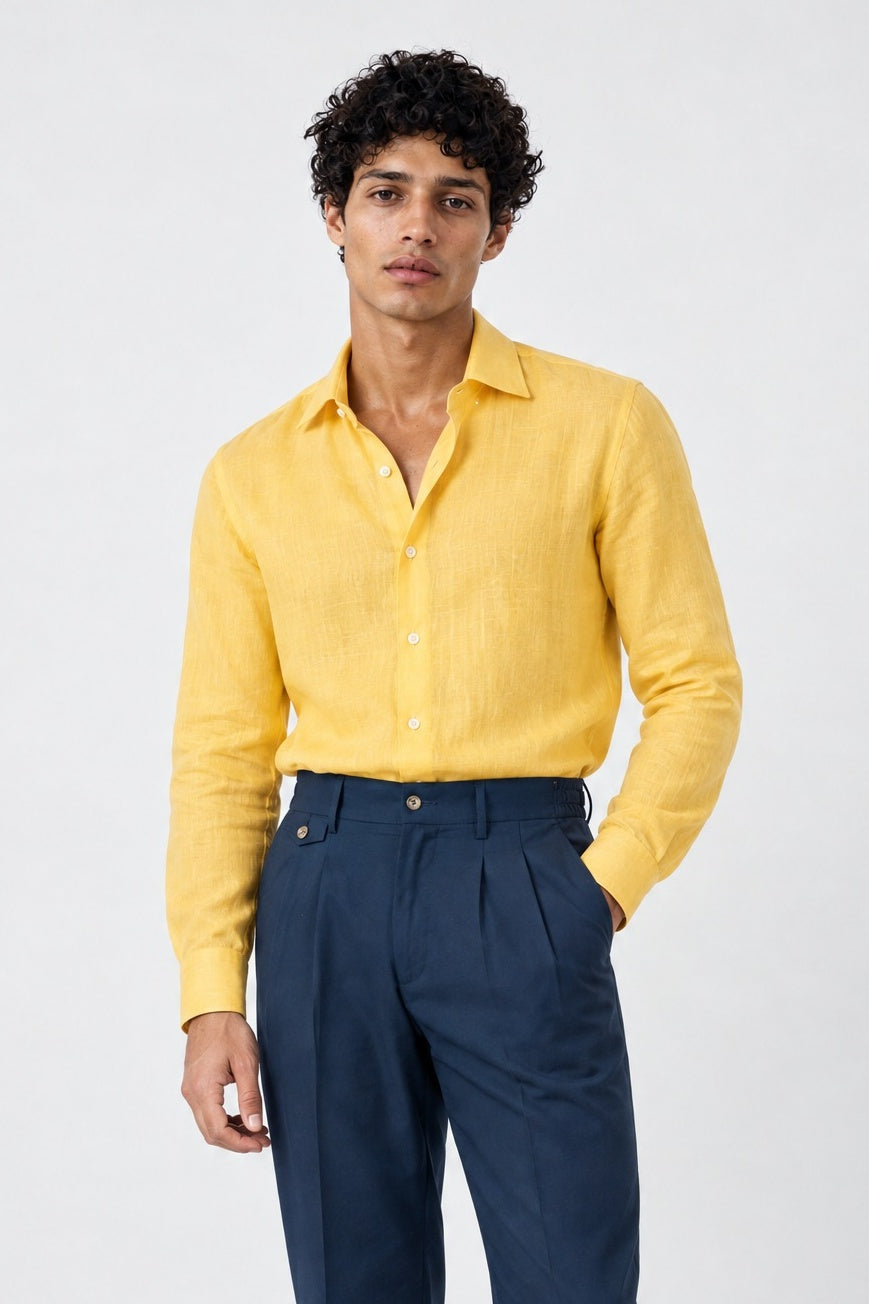 Camicia YUKI Lino - Giallo - SETTANTA