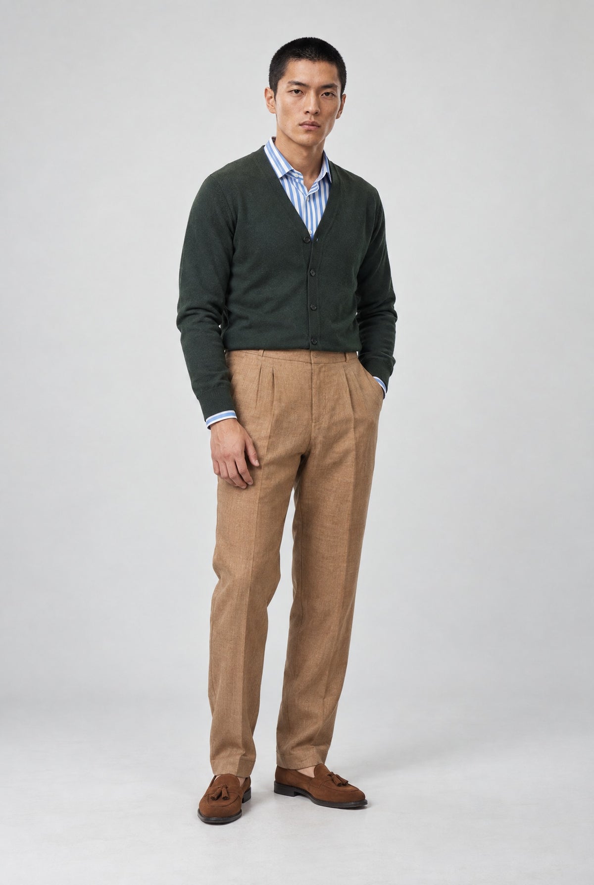 Cardigan FUMYAKI Cashmere Rasato - Pino - SETTANTA