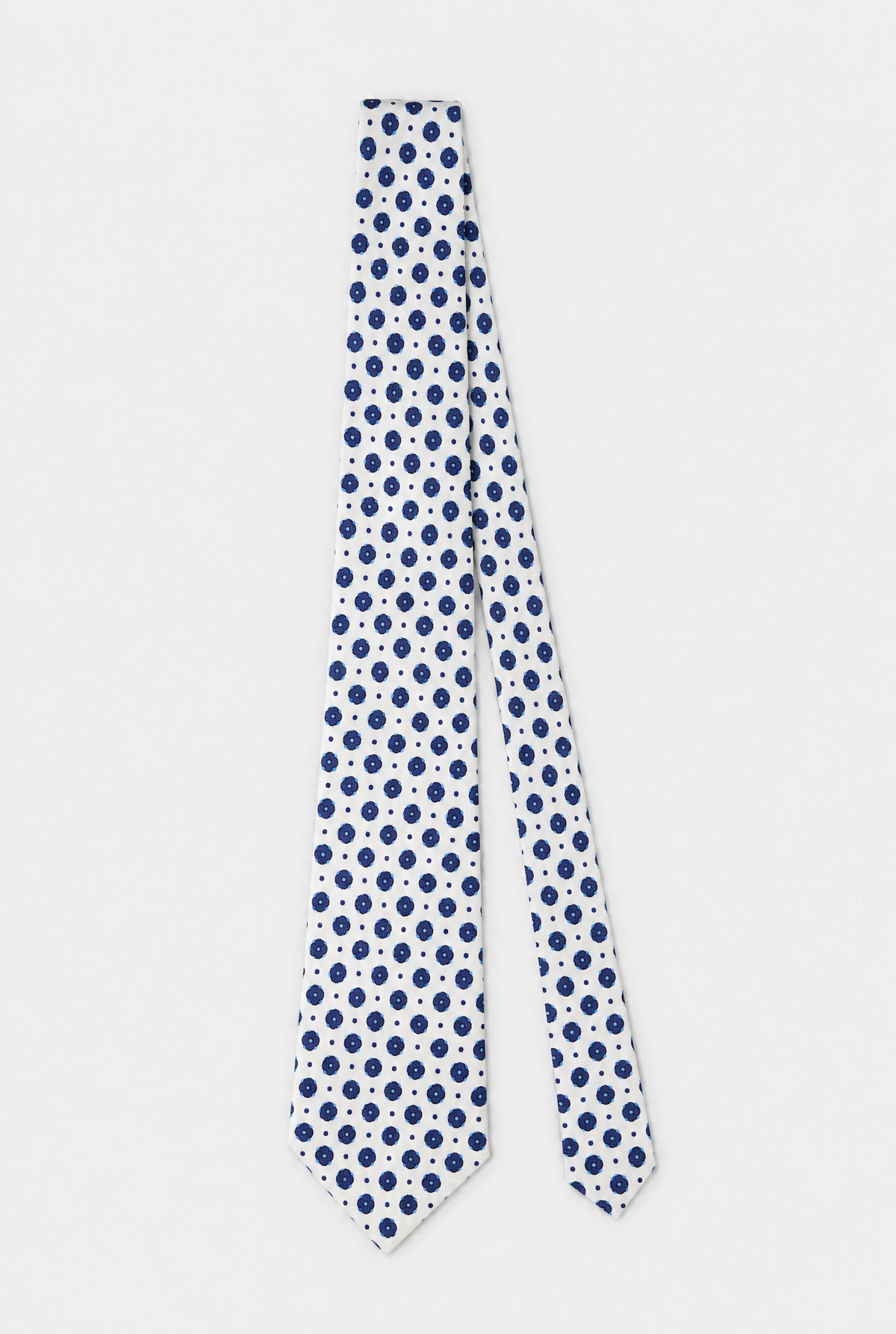 Cravatta RAFFAELE MURO Twill Stampato Seta 100% CM 8 - Bianca Blue - SETTANTA