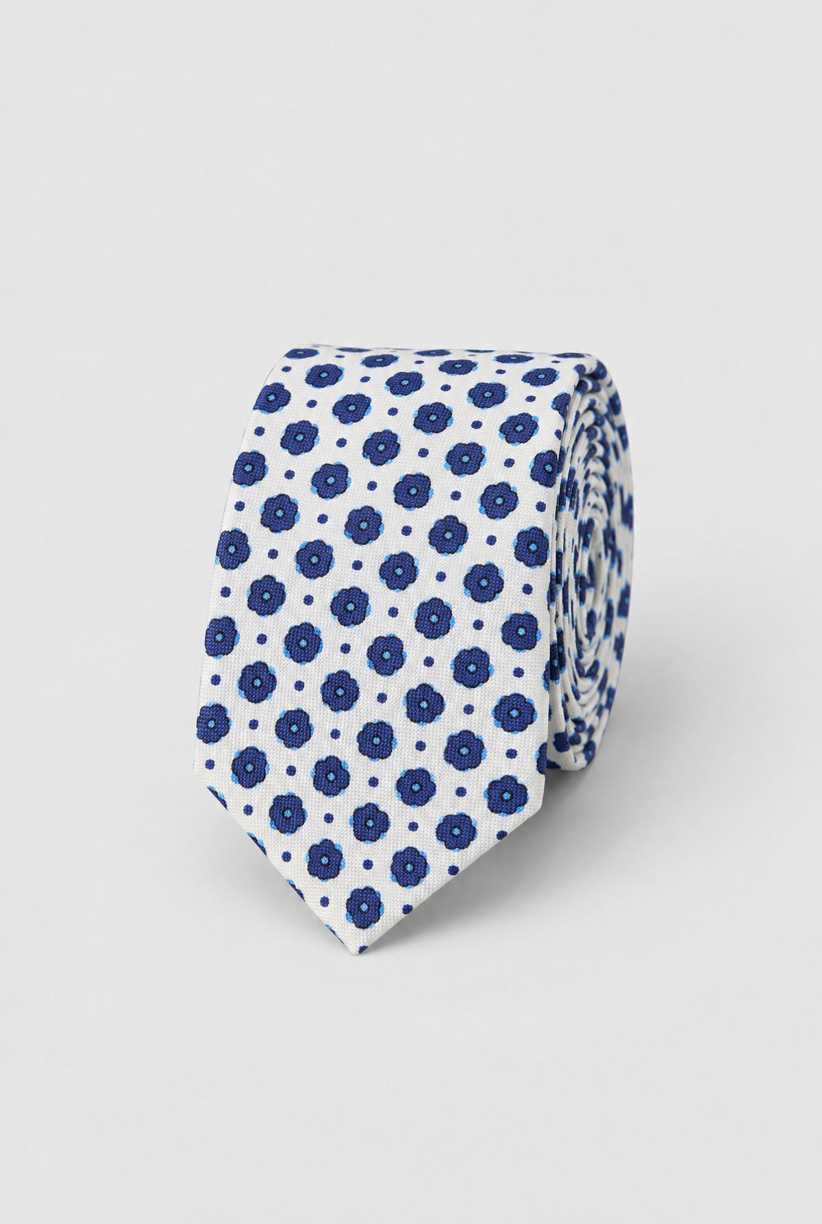 Cravatta RAFFAELE MURO Twill Stampato Seta 100% CM 8 - Bianca Blue - SETTANTA