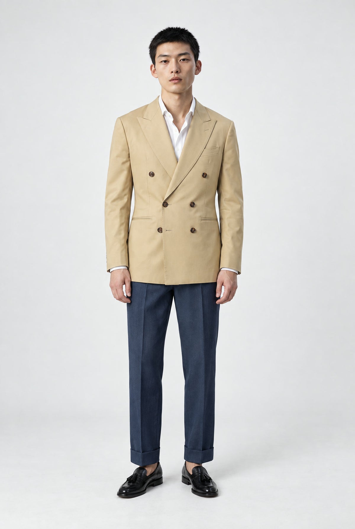 Giacca Abito SETTANTA Blazer Rifinito due Petti - Beige - SETTANTA