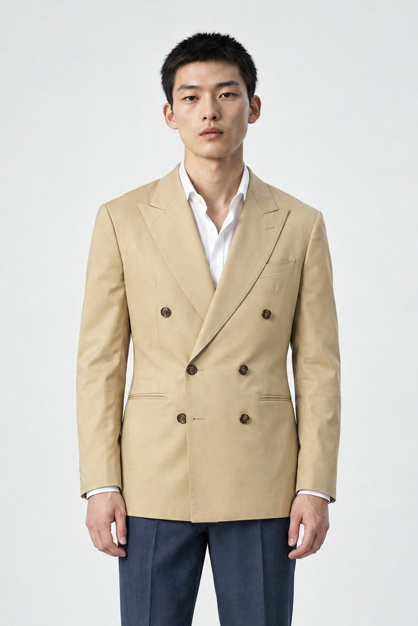 Giacca Abito SETTANTA Blazer Rifinito due Petti - Beige - SETTANTA