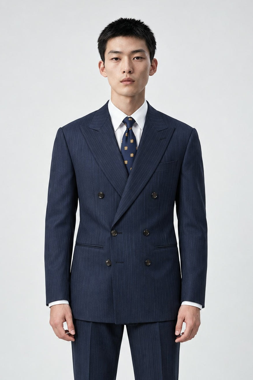 Giacca Abito SETTANTA Rifinito due Petti - Blue Gessato Blue - SETTANTA