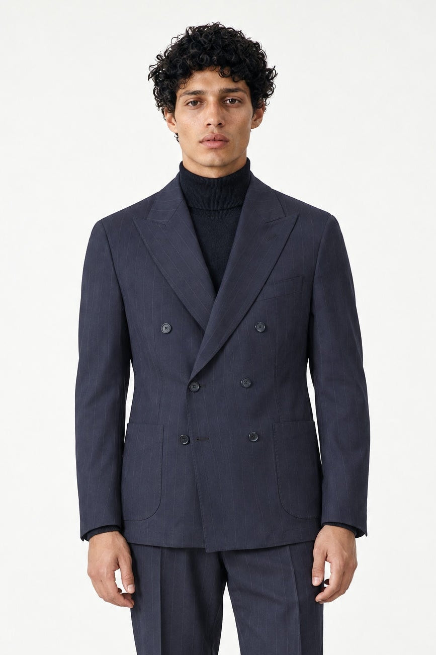 Giacca NAOYA due Petti - Blue Gessato - SETTANTA
