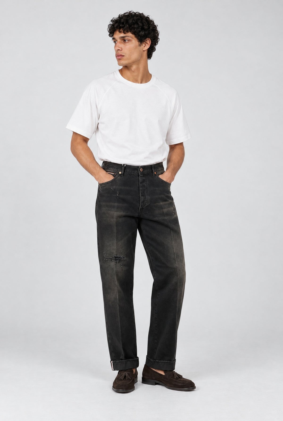Jeans GORO 2 Cimosato - Straight Fit Nero Lavato al Tè - SETTANTA