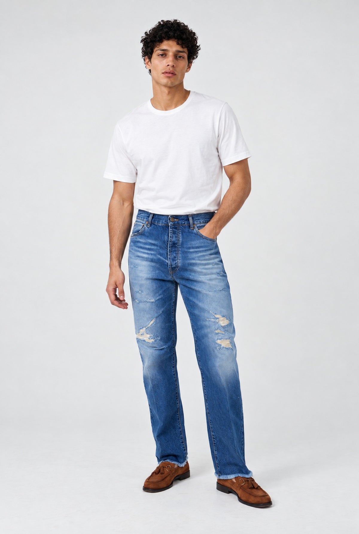 Jeans ROGO Cimosato - Straight Fit Lavaggio Stone Wash Rippe - SETTANTA