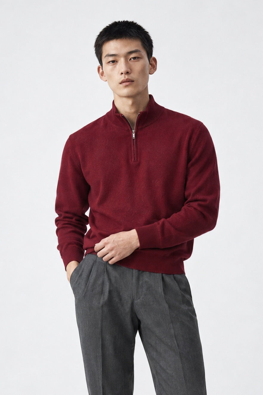 Lupo HYOBE 1/2 Zip Lambswool Extrafine - Bordeaux - SETTANTA