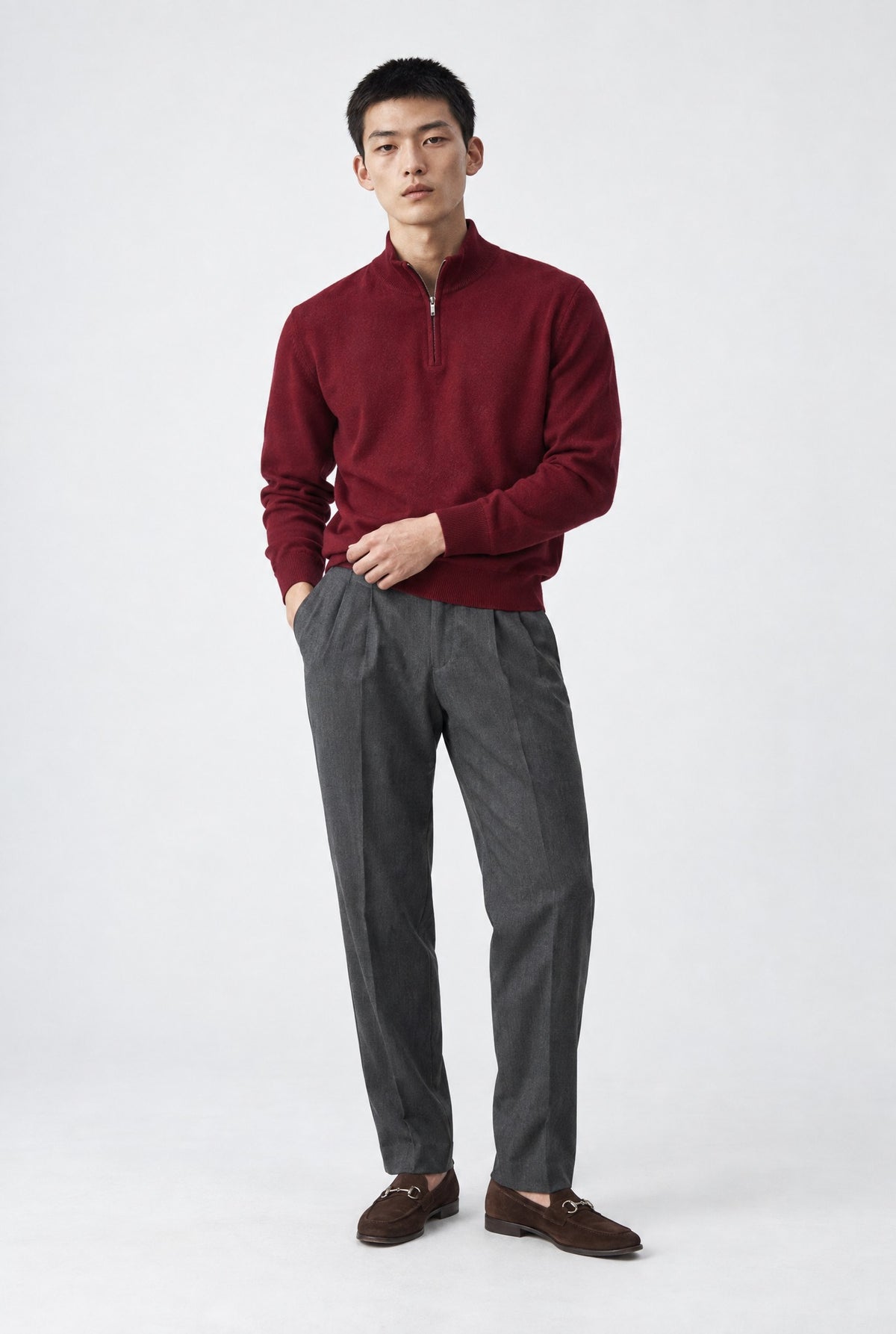 Lupo HYOBE 1/2 Zip Lambswool Extrafine - Bordeaux - SETTANTA
