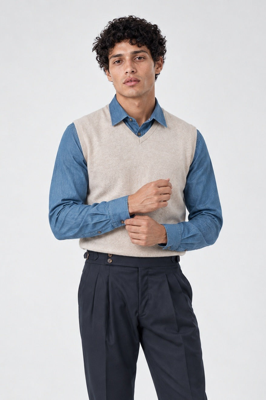 Gilet HEIZO Cashmere - Pomice - SETTANTA