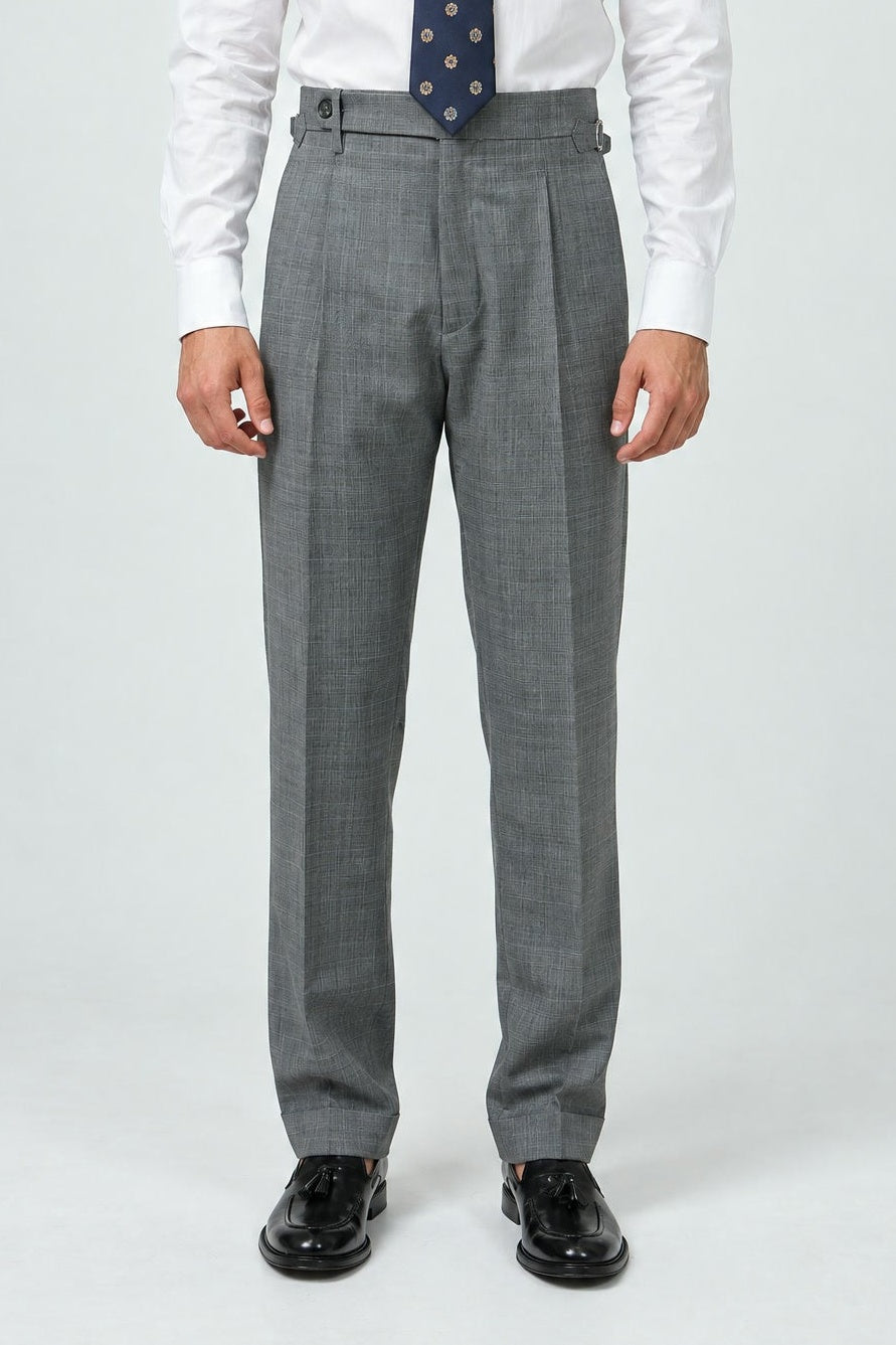 Pantalone Abito SETTANTA Rifinito 2 Pinces - Grigio Principe di Galles - SETTANTA