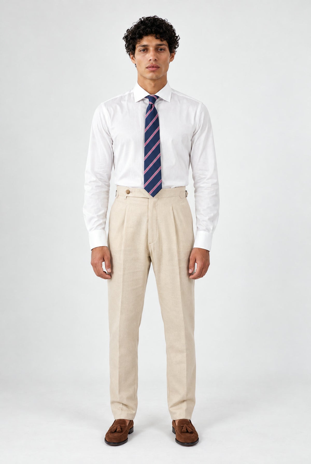 Pantalone Abito SETTANTA Rifinito Pinces - Lino Sabbia - SETTANTA