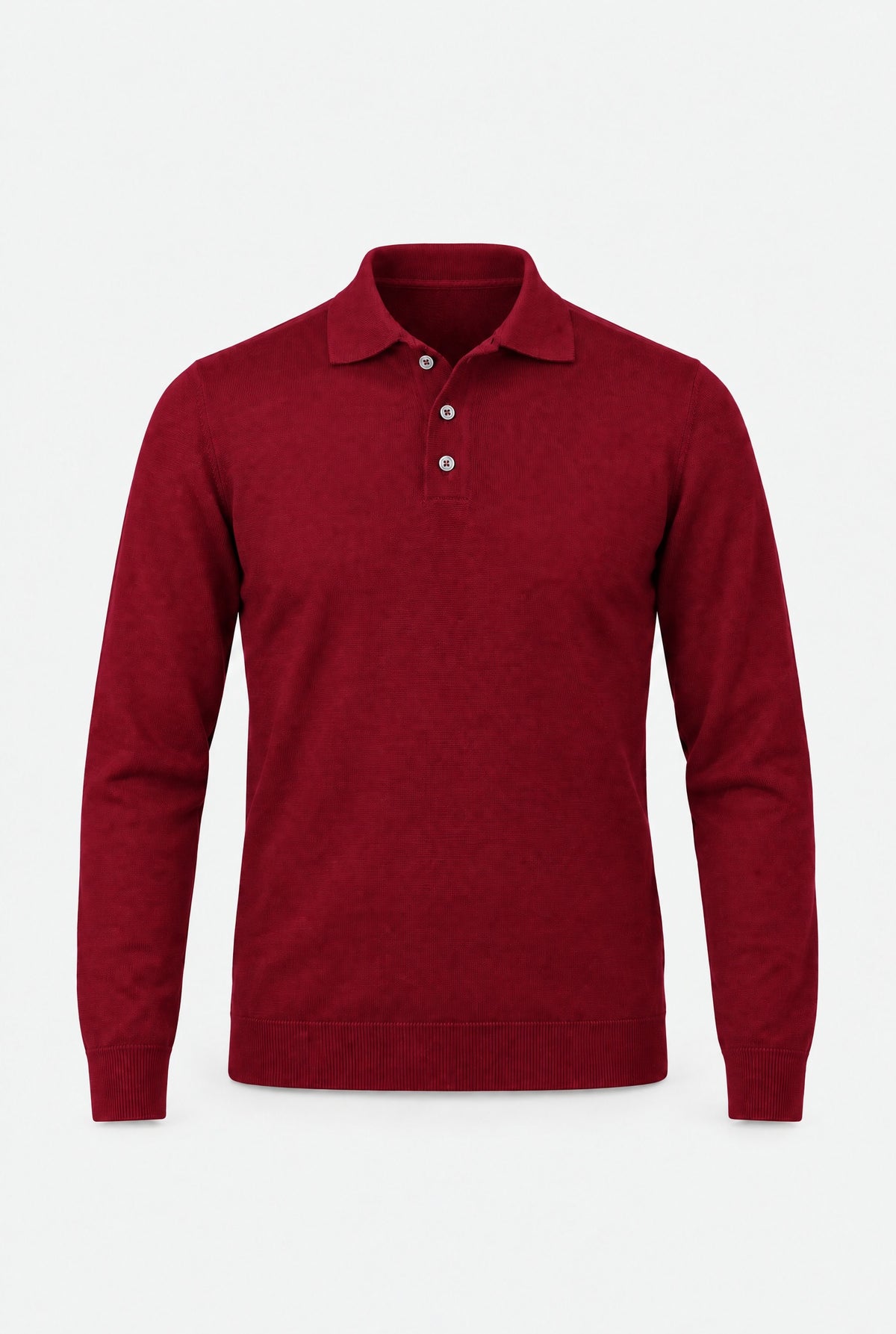 Polo DAYU 3 Bottoni Rasato Merino - Cremisi - SETTANTA
