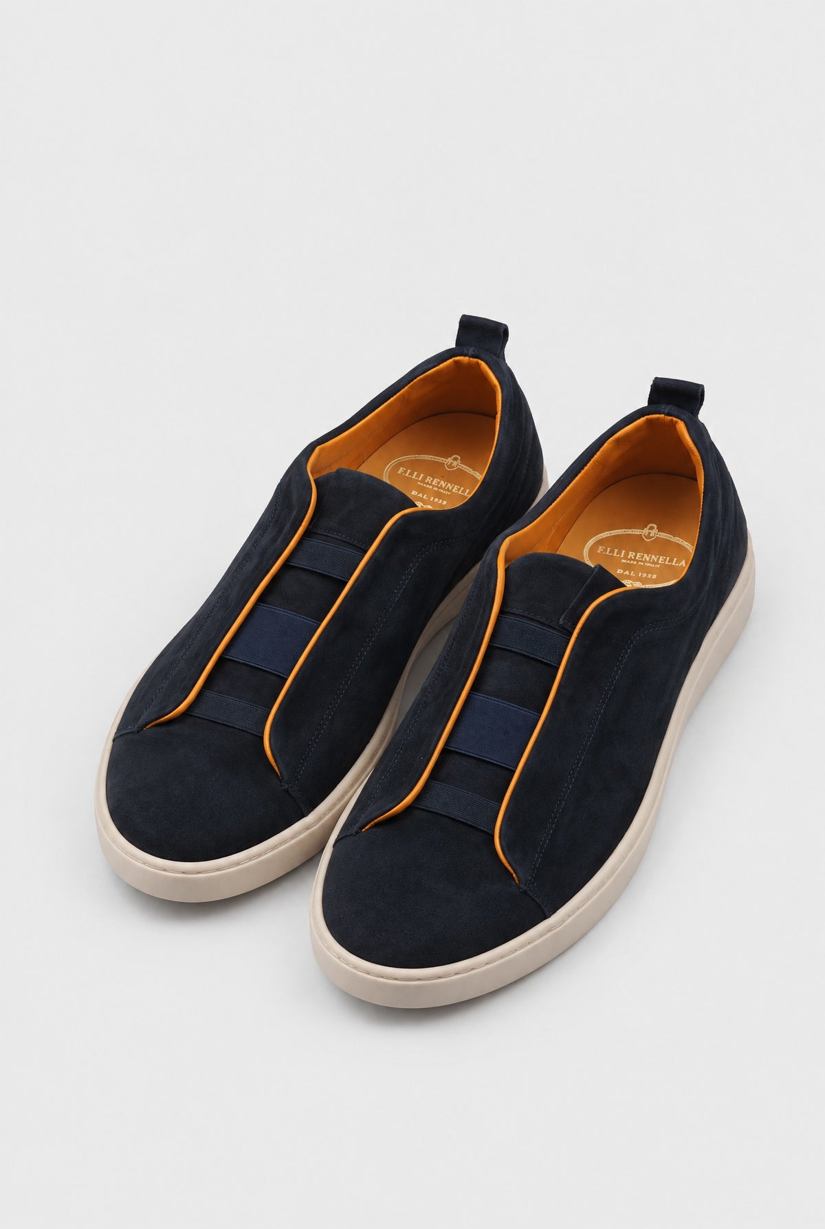 Sneakers 3 ELASTICI Camoscio Blue Fondo Ambra - SETTANTA