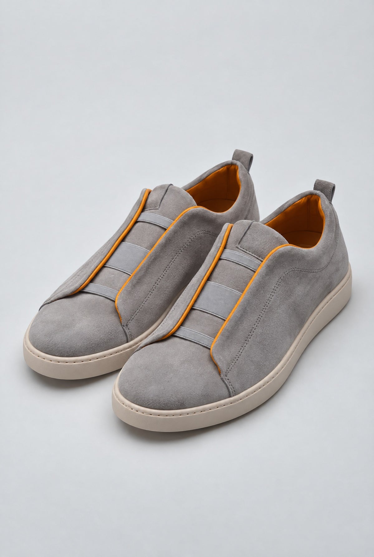 Sneakers 3 ELASTICI Camoscio Grigio Fondo Ambra - SETTANTA